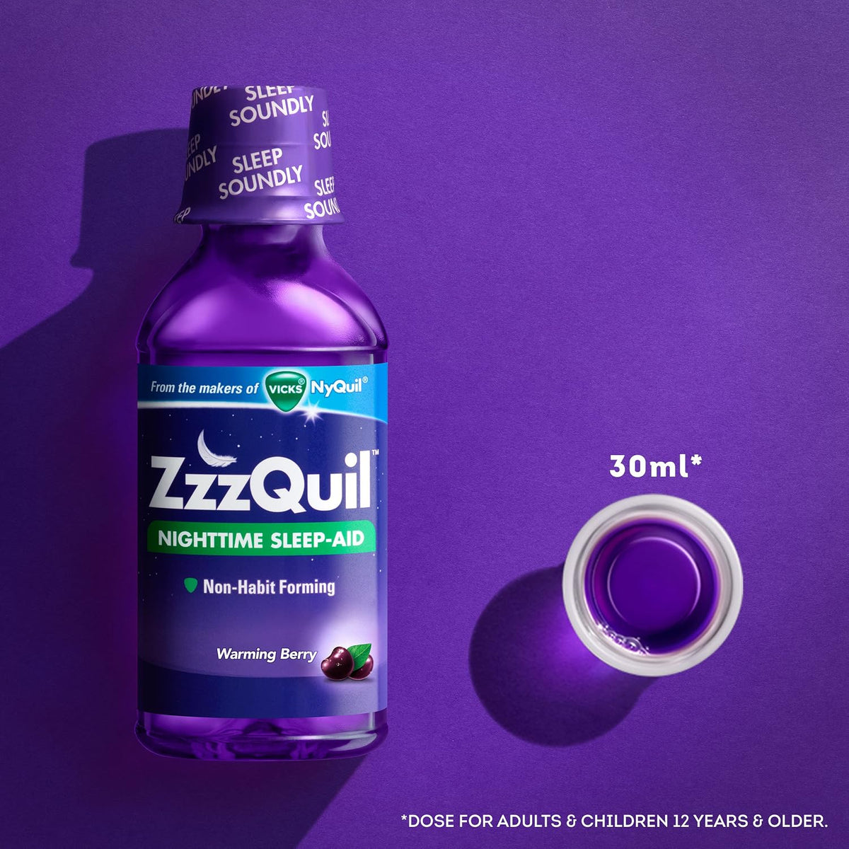 ZzzQuil Night-time Sleep-Aid Liquid Warming Berry Flavour 355 ml - görsel 6