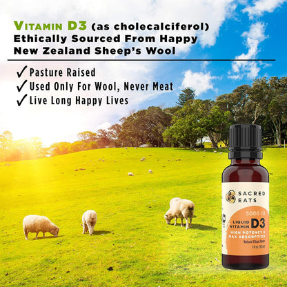 Organic Liquid Vitamin D Drops – 1,000 IU per Drop, Sugar Free, Flavourless