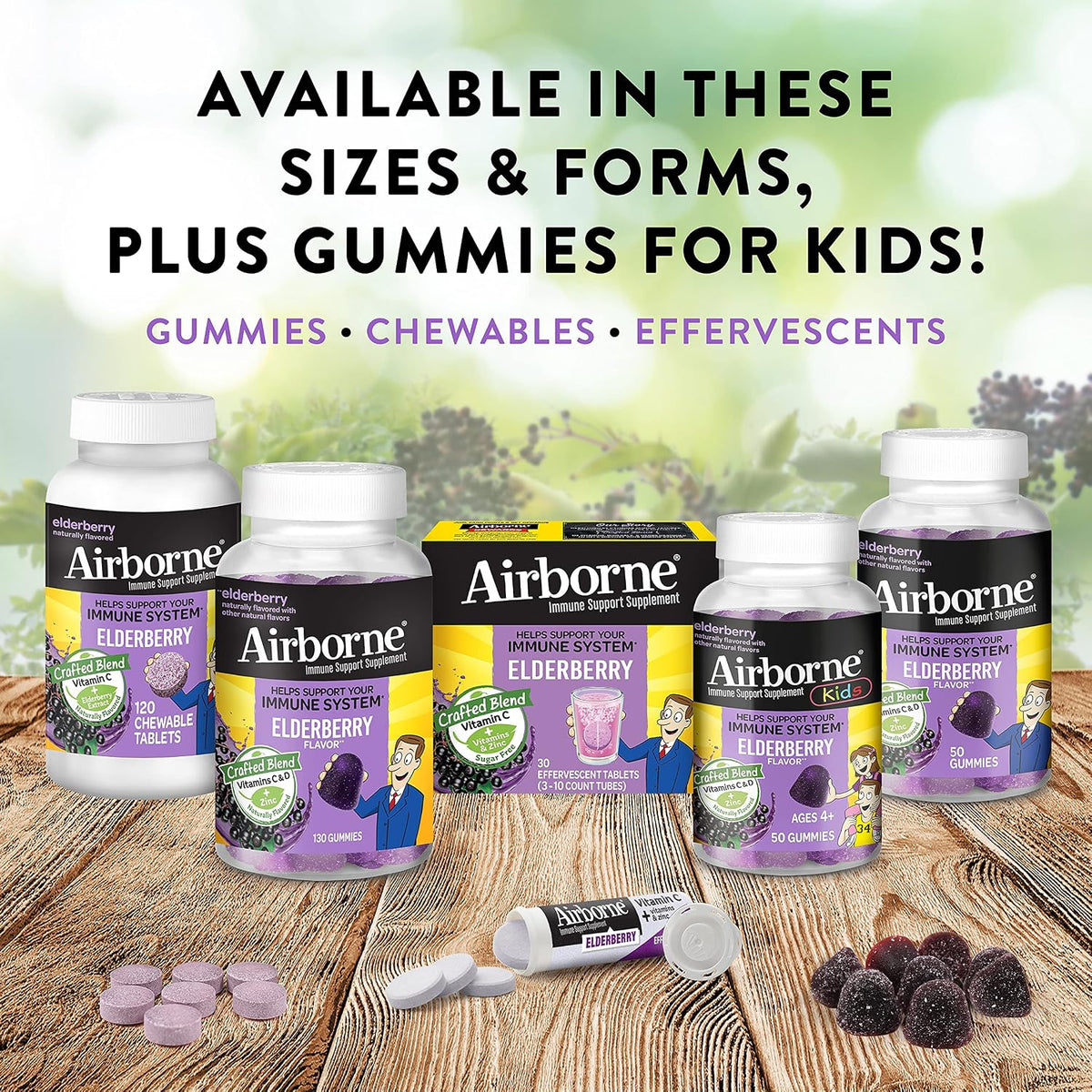 Airborne Elderberry + Zinc & Vitamin C Gummies for Adults, Immune Support, 60 Gummies - görsel 7