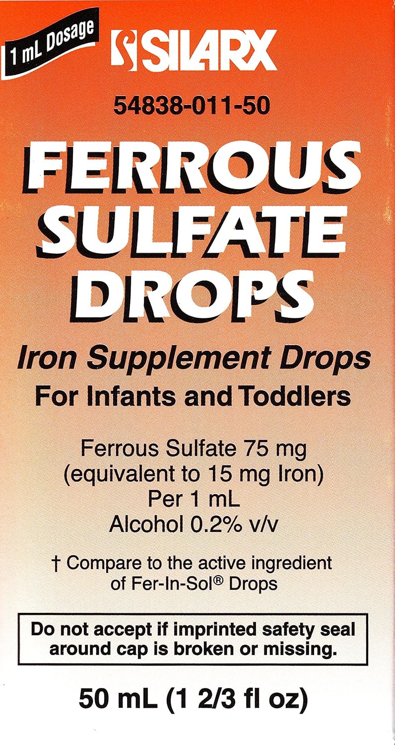 Lannett Ferrous Sulphate Drops 50 mL Iron Supplement Peppermint Flavour (Pack of 6) - görsel 5