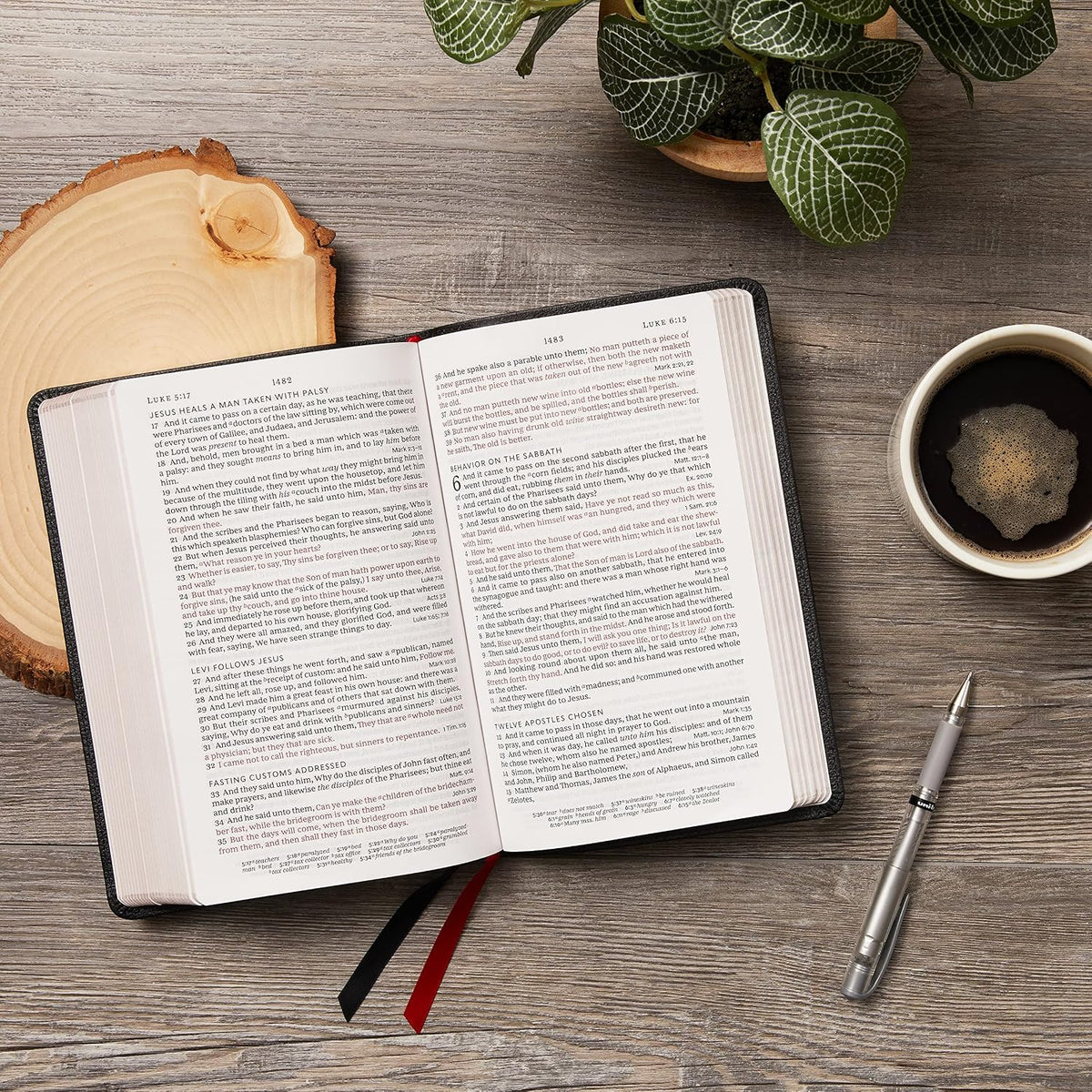 KJV Holy Bible: Large Print Single-Column with Cross References, Brown Leathersoft - görsel 6