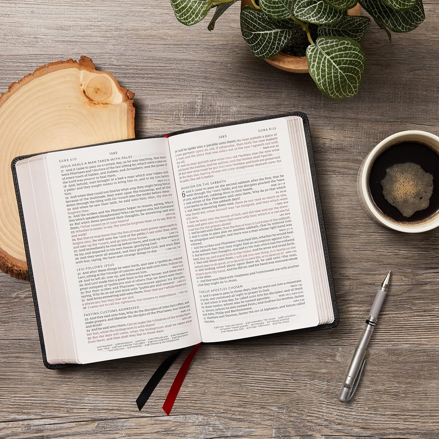 KJV Holy Bible: Large Print Single-Column with Cross References, Brown Leathersoft - görsel 6