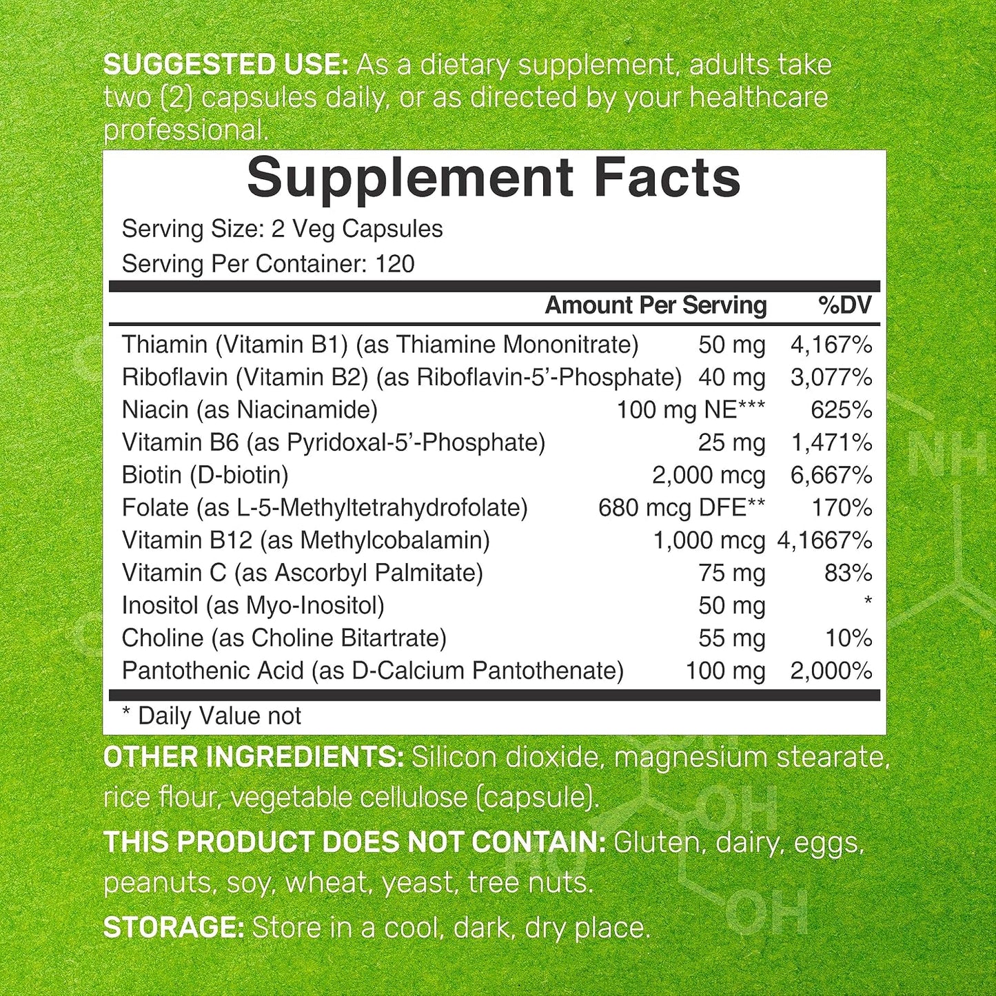 Bioactive Vitamin B Complex with Methylated B Vitamins & Vitamin C - 240 Vegetable Capsules - görsel 2