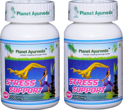Planet Ayurveda Stress Support, 500 mg Veg Capsules (2 Bottles)