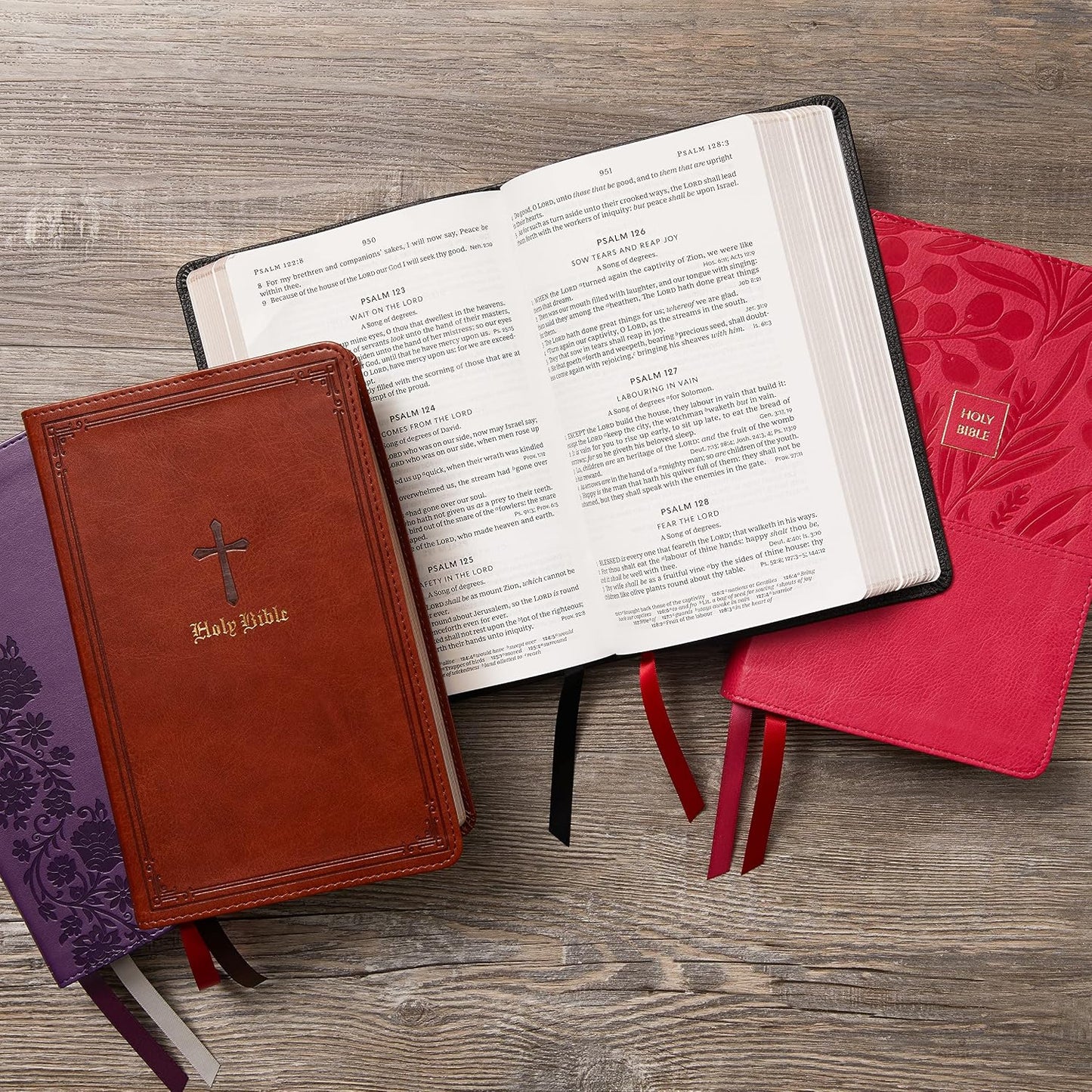 KJV Holy Bible: Large Print Single-Column with Cross References, Brown Leathersoft - görsel 3